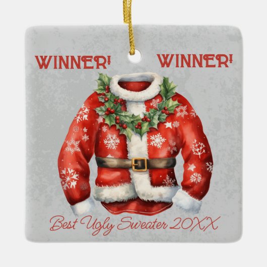 Gewinner! Gewinner! Bester Ugly Sweater von 20xx Keramikornament (Vorderseite)