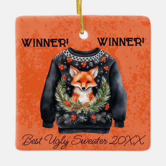 Gewinner! Gewinner! Bester Ugly Sweater von 20xx Keramikornament (Vorderseite)