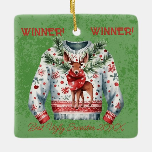 Gewinner! Gewinner! Bester Ugly Sweater von 20xx Keramikornament (Vorderseite)