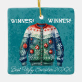 Gewinner! Gewinner! Bester Ugly Sweater von 20xx Keramikornament (Vorderseite)