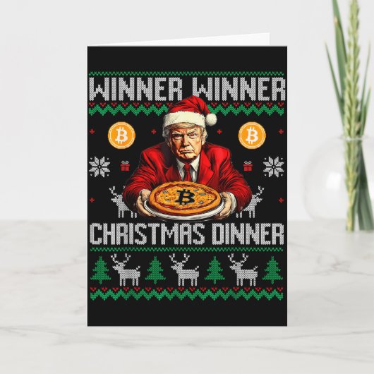 Gewinner Gewinner Bitcoin Abendessen Santa Trump H Karte (Vorderseite)
