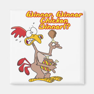 Gewinner Gewinner Hühnchen Abendessen Ironie Humor Magnet