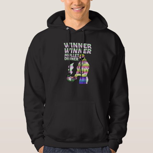 Gewinner Gewinner Mullet Abendparty Hinten      Hoodie (Vorderseite)