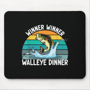 Gewinner Gewinner Walleye Abendessen Angelfreund W Mousepad