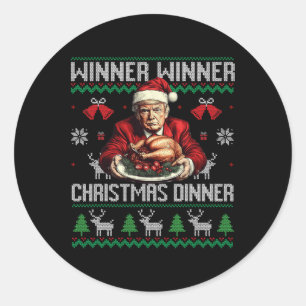 Gewinner Gewinner Weihnachtsessen Santa Trump Häss Runder Aufkleber