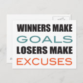 Gewinner machen Ziele, weniger machen Ausreden Postkarte (Vorne/Hinten)