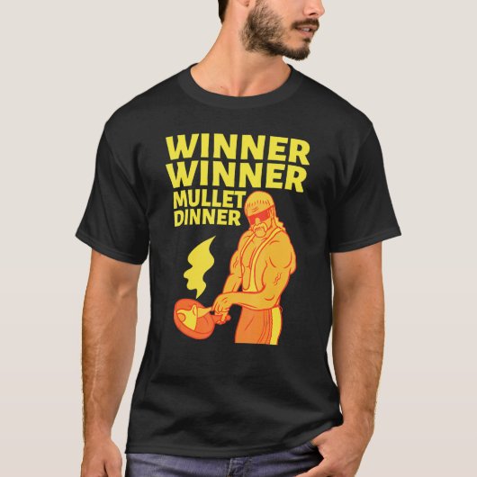 Gewinner Mullet Dinner Party im Hintergrund T-Shirt (Vorderseite)