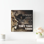 Gewinner nehmen Chancen - Motivierend Quadratische Wanduhr (Zuhause)