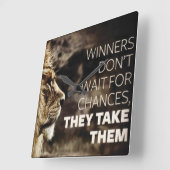 Gewinner nehmen Chancen - Motivierend Quadratische Wanduhr (Winkel)