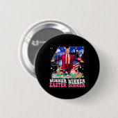 Gewinner Ostern Abendessen Trump Hase Jagd Eier Gl Button (Vorne & Hinten)