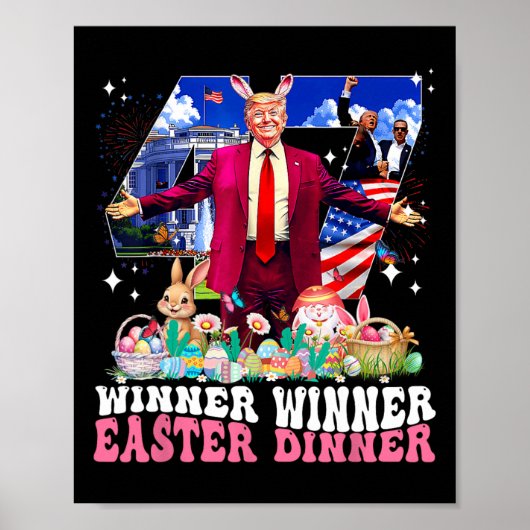 Gewinner Ostern Abendessen Trump Hase Jagd Eier Gl Poster (Vorne)