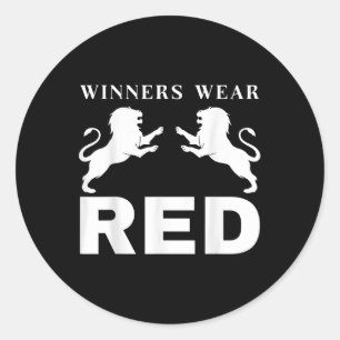 Gewinner tragen Red Funny Spirit Wear Team Game Co Runder Aufkleber