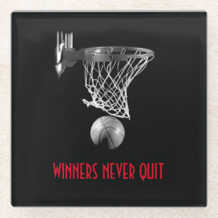 Gewinner verlassen nie Basketball Glasuntersetzer