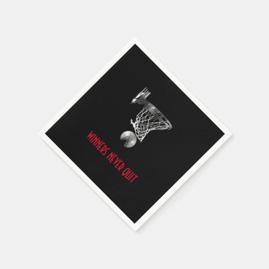 Gewinner verlassen nie Basketball Serviette (Ecke)