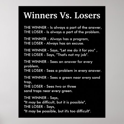 Gewinner Vs Losers Poster (Vorne)