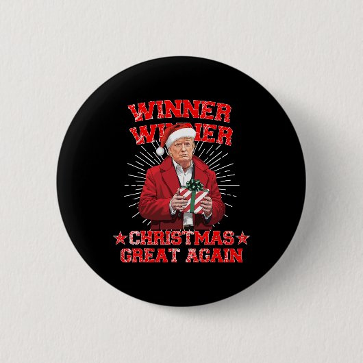 Gewinner Weihnachten Große Trump Funny Hu wieder Button (Vorderseite)