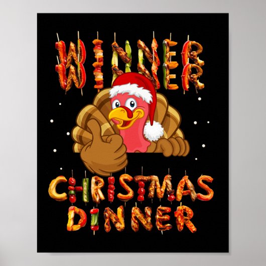 Gewinner Weihnachtsessen Abendessen Weihnachtsmann Poster (Vorne)