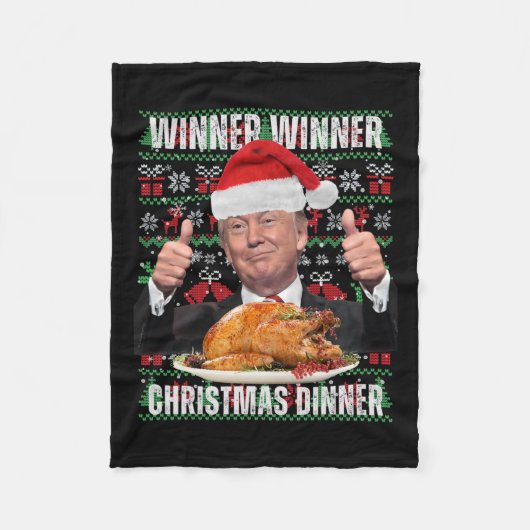 Gewinner Weihnachtsessen Spaß Funny Trump X Fleecedecke (Vorderseite)