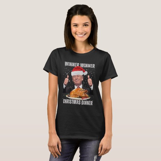 Gewinner Weihnachtsessen Spaß Funny Trump X T-Shirt (Vorne ganz)