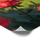 Gewissenswerter Löwe in der Rote Rose Feldgefühlsm Poster (Ecke)