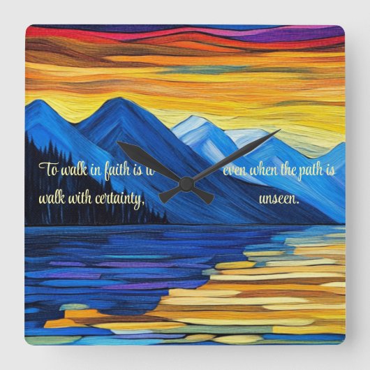 Gewissheit des Glaubens Quadratische Wanduhr (Vorderseite)