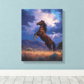 Gewitter Aufbäumendes Pferd Kraft Kunst Leinwanddruck (Insitu (Holzboden))