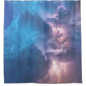 Gewitter Blitze des Blitzes blauer Decke Himmel Duschvorhang (Vorderseite)