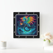 Gewitter Neon Dragon Surge Quadratische Wanduhr (Zuhause)