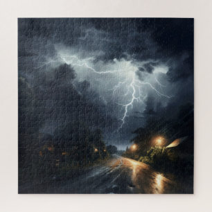 Gewitter über die Straße Puzzle