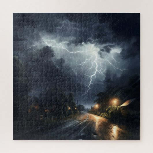 Gewitter über die Straße Puzzle (Vertikal)