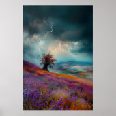 Gewitter über Lavendelfelder - Dramatisch Poster (Vorne)