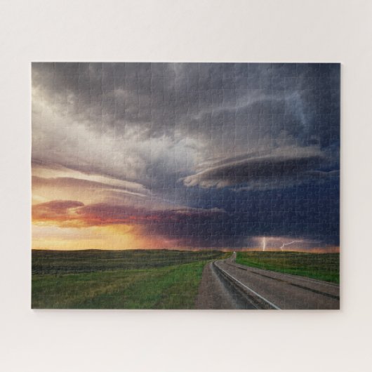 Gewitter und Blitze bei Sonnenuntergang in Wyoming Puzzle (Horizontal)