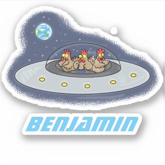 Gewitterhühner im Weltraum - Cartoon Aufkleber (Vorderseite)