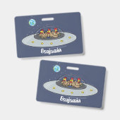 Gewitterhühner im Weltraum - Cartoon Ausweis (Vorder- & Rückseite)