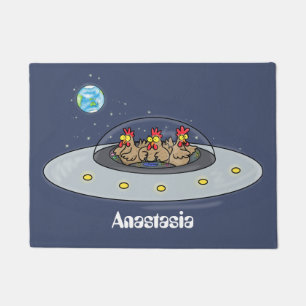 Gewitterhühner im Weltraum - Cartoon Fußmatte