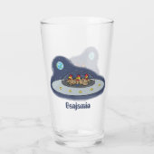 Gewitterhühner im Weltraum - Cartoon Glas (Rückseite)