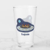 Gewitterhühner im Weltraum - Cartoon Glas (Vorderseite)