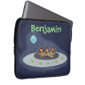 Gewitterhühner im Weltraum - Cartoon Laptopschutzhülle (Vorne Rechts)