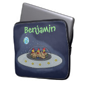 Gewitterhühner im Weltraum - Cartoon Laptopschutzhülle (Vorderseite Links)