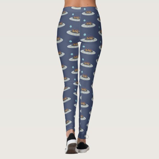 Gewitterhühner im Weltraum - Cartoon Leggings (Rückseite)