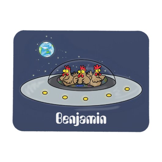 Gewitterhühner im Weltraum - Cartoon Magnet (Horizontal)