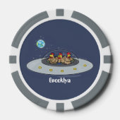 Gewitterhühner im Weltraum - Cartoon Pokerchips (Vorderseite)