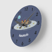 Gewitterhühner im Weltraum-Cartoon Runde Wanduhr (Winkel)