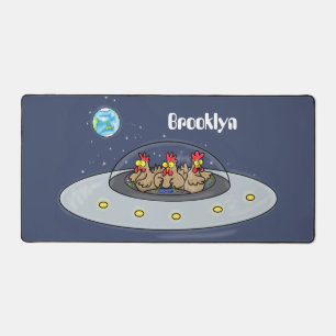 Gewitterhühner im Weltraum - Cartoon Schreibtischunterlage