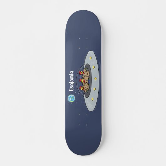 Gewitterhühner im Weltraum - Cartoon Skateboard (Vorne)