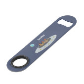 Gewitterhühner im Weltraum - Cartoon Speed Flaschenöffner (Vorderseite Schrägansicht)