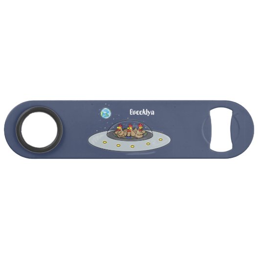 Gewitterhühner im Weltraum - Cartoon Speed Flaschenöffner (Vorderseite (Horizontal))