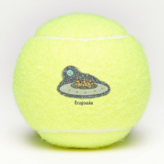 Gewitterhühner im Weltraum - Cartoon Tennisbälle (Vorderseite)