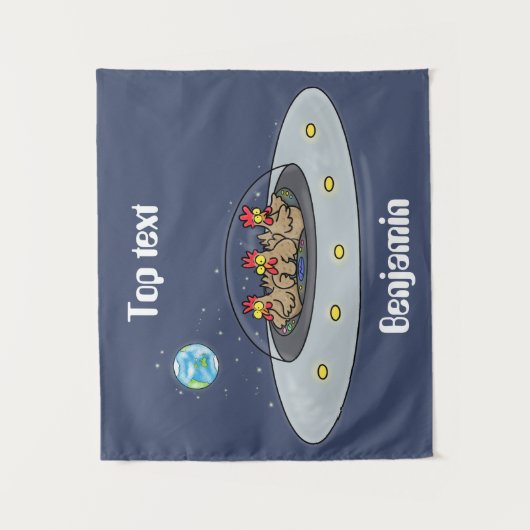 Gewitterhühner im Weltraum - Cartoon Wandteppich (Vorderseite)