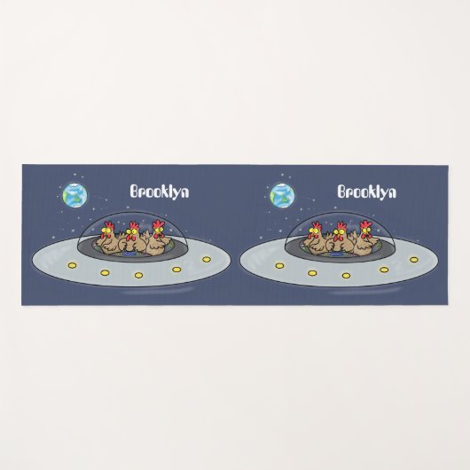 Gewitterhühner im Weltraum - Cartoon Yogamatte (Vorderseite (Horizontal))